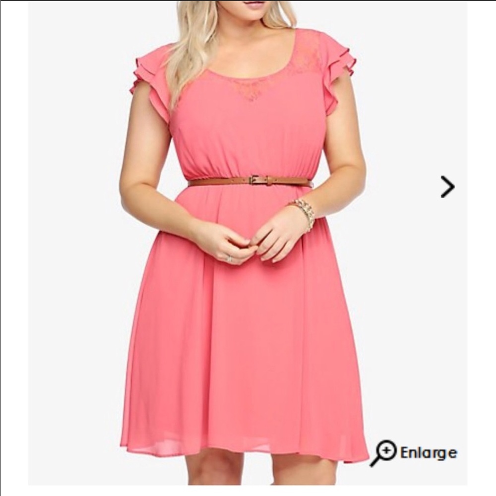 Torrid coral chiffon lace dress size 2 18/20